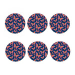 Orange And Purple Butterfly Print Coaster Set