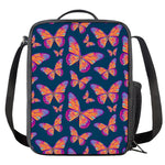 Orange And Purple Butterfly Print Crossbody Lunch Bag