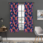 Orange And Purple Butterfly Print Curtain