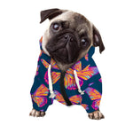 Orange And Purple Butterfly Print Dog Zip Up Hoodie
