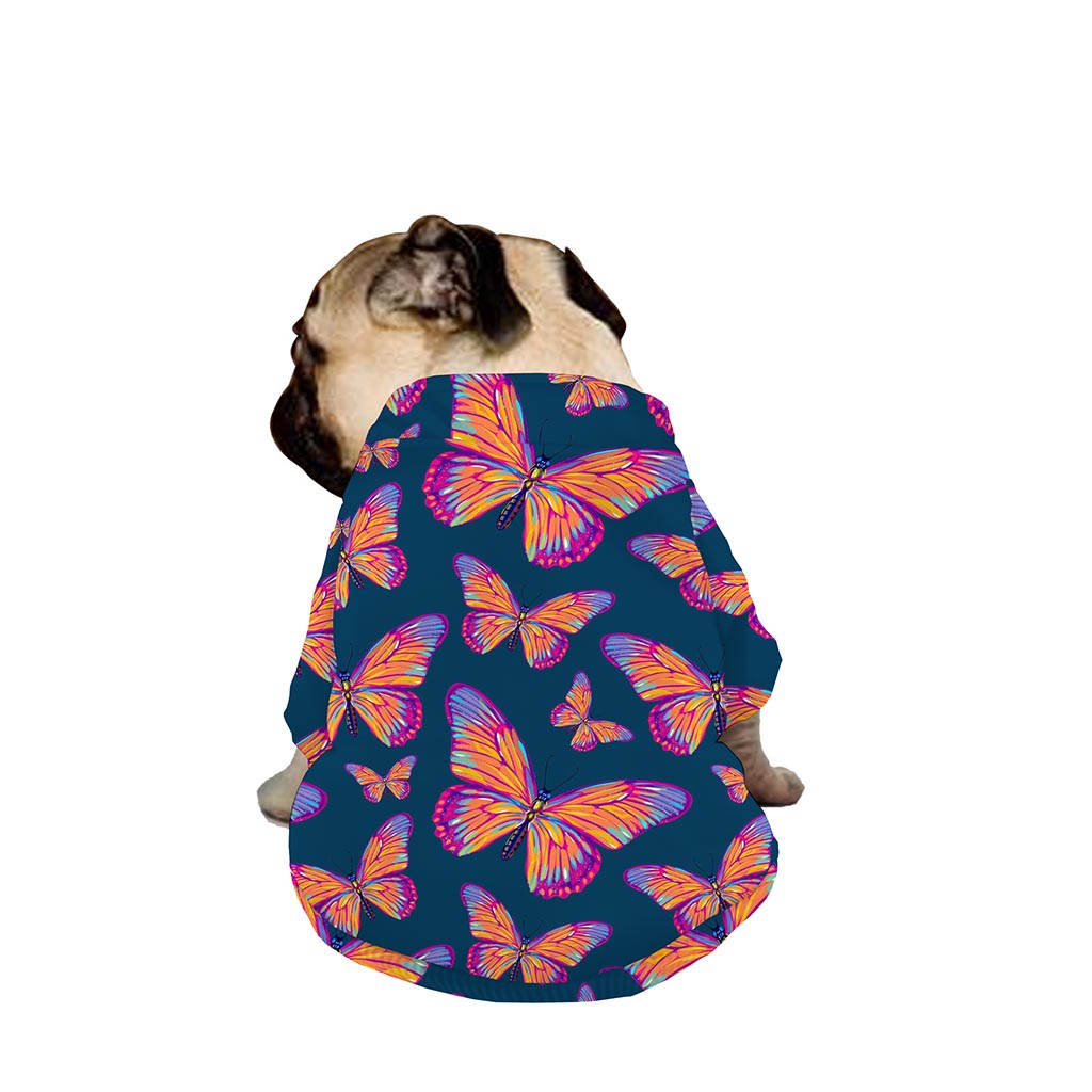 Orange And Purple Butterfly Print Dog Zip Up Jacket