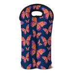 Orange And Purple Butterfly Print Double Neoprene Wine Tote
