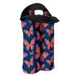 Orange And Purple Butterfly Print Double Neoprene Wine Tote