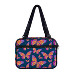 Orange And Purple Butterfly Print Double Strap Bible Bag