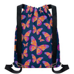 Orange And Purple Butterfly Print Drawstring Backpack