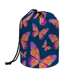 Orange And Purple Butterfly Print Drawstring Makeup Bag