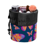 Orange And Purple Butterfly Print Drawstring Makeup Bag