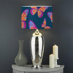 Orange And Purple Butterfly Print Drum Lamp Shade