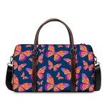 Orange And Purple Butterfly Print Duffle Bag