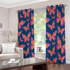 Orange And Purple Butterfly Print Extra Wide Grommet Curtains