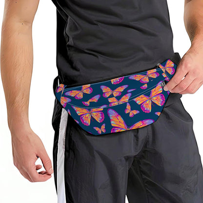 Orange And Purple Butterfly Print Fanny Pack