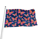 Orange And Purple Butterfly Print Flag