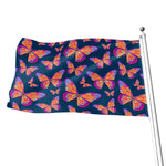 Orange And Purple Butterfly Print Flag