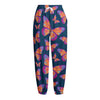 Orange And Purple Butterfly Print Fleece Lined Knit Pants