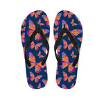 Orange And Purple Butterfly Print Flip Flops