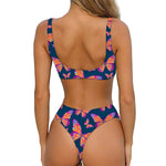 Orange And Purple Butterfly Print Front Bow Tie Bikini
