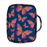 Orange And Purple Butterfly Print Front Pocket Bible Bag