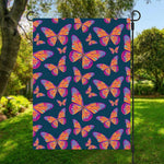 Orange And Purple Butterfly Print Garden Flag