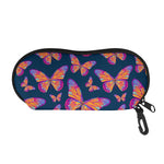 Orange And Purple Butterfly Print Glasses Case