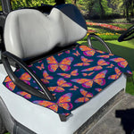 Orange And Purple Butterfly Print Golf Cart Seat Cover