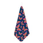 Orange And Purple Butterfly Print Hand Towel
