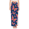 Orange And Purple Butterfly Print High Slit Maxi Skirt