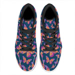 Orange And Purple Butterfly Print High Top Leather Sneakers