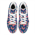 Orange And Purple Butterfly Print High Top Leather Sneakers