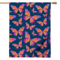 Orange And Purple Butterfly Print House Flag