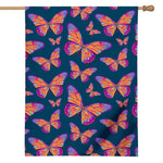 Orange And Purple Butterfly Print House Flag