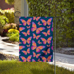 Orange And Purple Butterfly Print House Flag