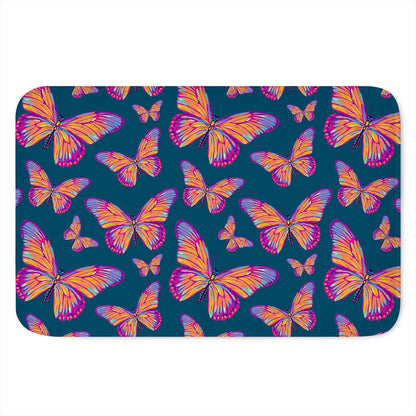Orange And Purple Butterfly Print Indoor Door Mat