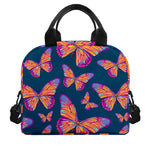 Orange And Purple Butterfly Print Insulated Lunch Bag