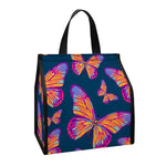 Orange And Purple Butterfly Print Insulated Lunch Tote