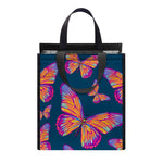 Orange And Purple Butterfly Print Insulated Lunch Tote