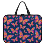 Orange And Purple Butterfly Print Laptop Sleeve With Handle