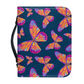 Orange And Purple Butterfly Print Leather Bible Cover