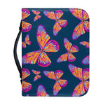 Orange And Purple Butterfly Print Leather Bible Cover