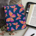 Orange And Purple Butterfly Print Leather Bible Cover