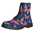 Orange And Purple Butterfly Print Lace-Up Boots