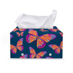 Orange And Purple Butterfly Print Leather Tissue Box Cover