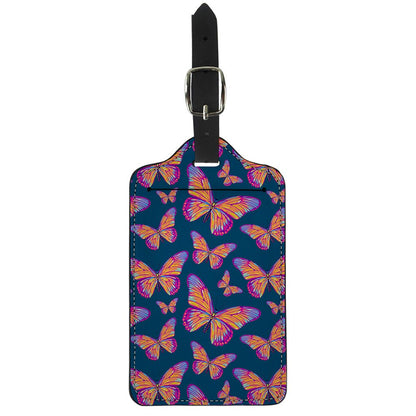 Orange And Purple Butterfly Print Luggage Tag