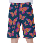 Orange And Purple Butterfly Print Men's Beach Shorts