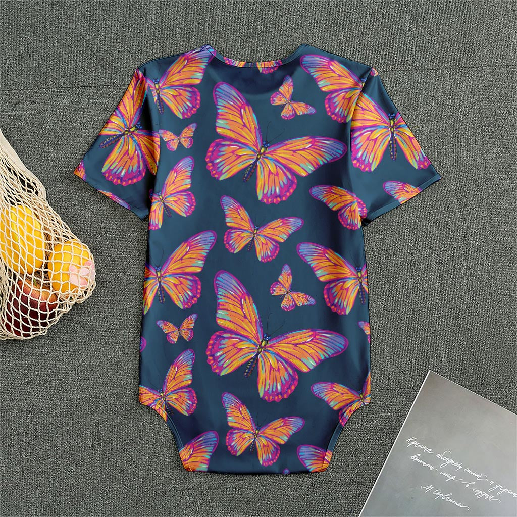 Orange And Purple Butterfly Print Men's Bodysuit