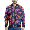 Orange And Purple Butterfly Print Men's Bomber Jacket