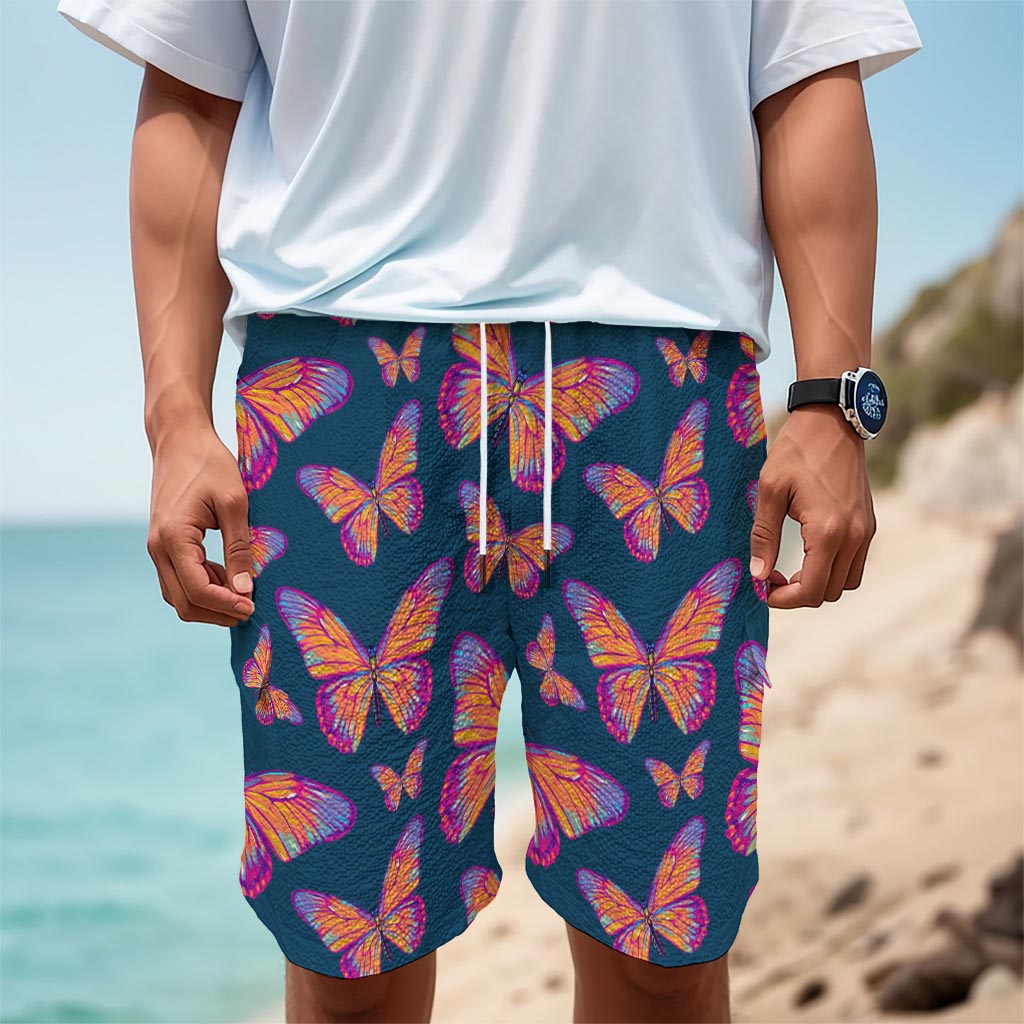 Orange And Purple Butterfly Print Men's Cargo Shorts