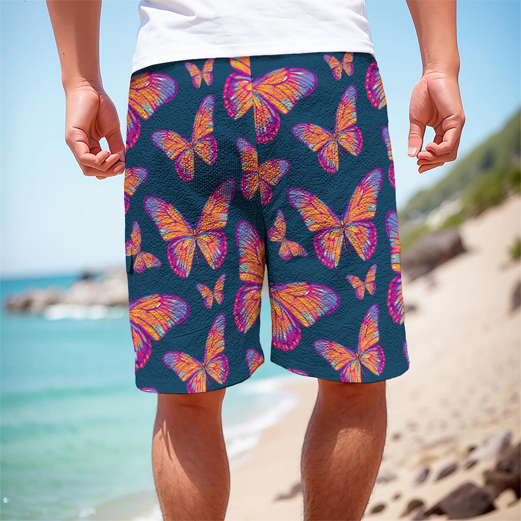 Orange And Purple Butterfly Print Men's Cargo Shorts