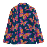 Orange And Purple Butterfly Print Men's Cotton Blazer