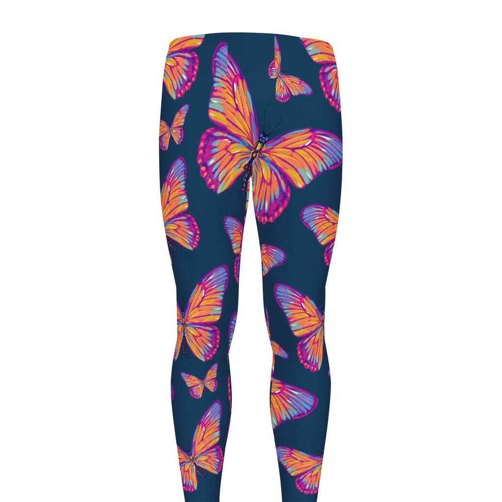 Orange And Purple Butterfly Print Men's leggings