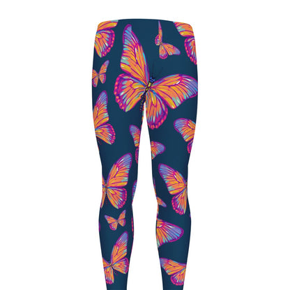 Orange And Purple Butterfly Print Men's leggings